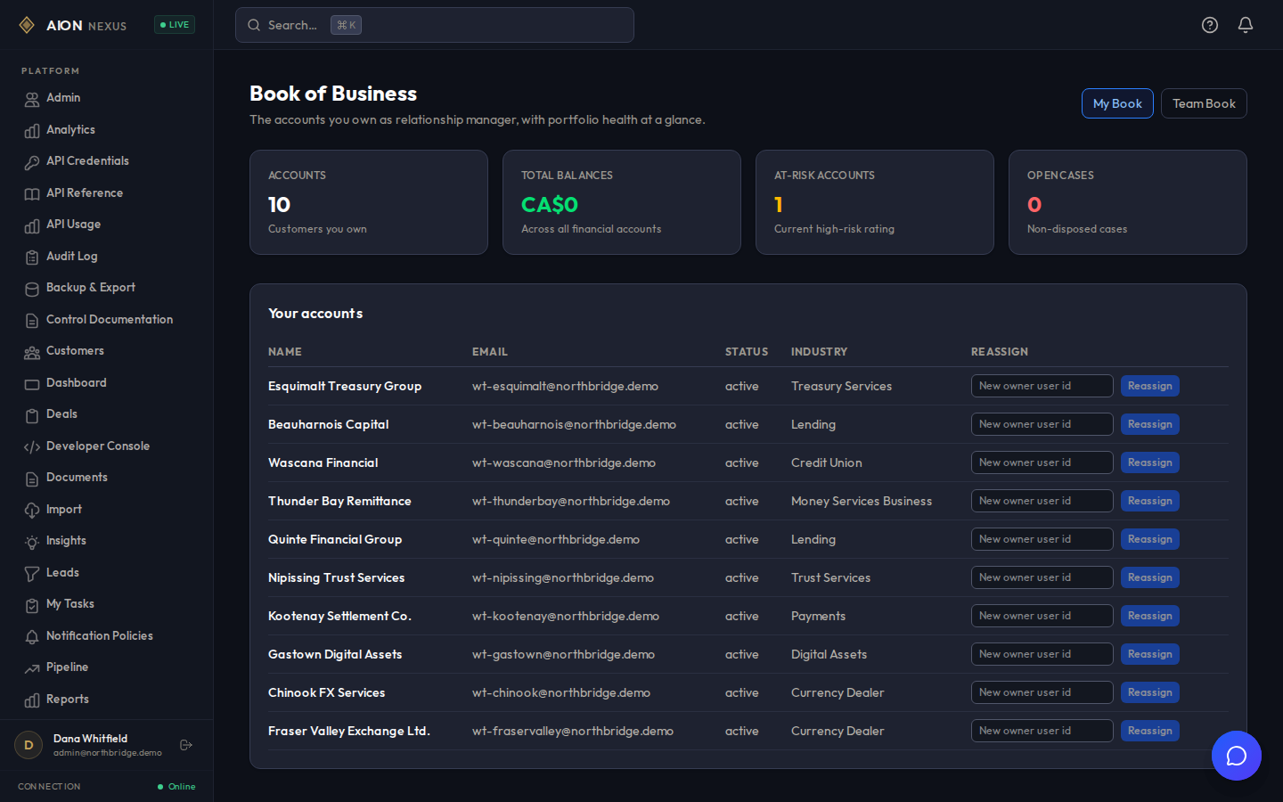See account health from real activity