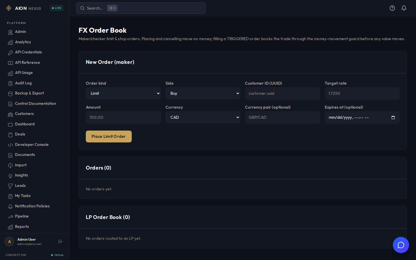 Currency dealing and the order book